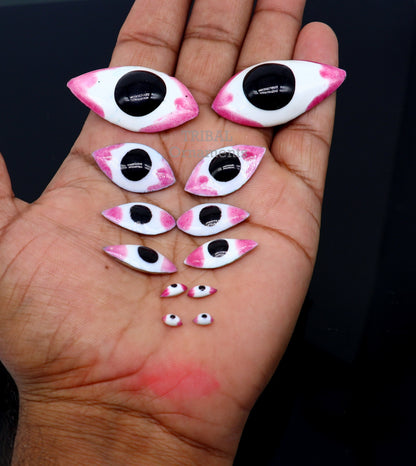 925 sterling silver handmade Krishna eyes for statues and sculptures, ideal for deity idols and temple articles.