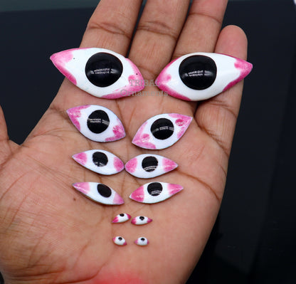 Handmade 925 sterling silver Krishna eyes for statues, deities, and sculptures, ideal for temple idols and religious sculptures.