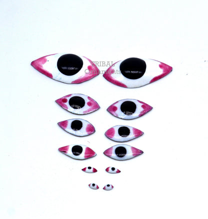 925 sterling silver handmade eyes for statues and sculptures, ideal for Krishna idols, deities, and temple sculptures.