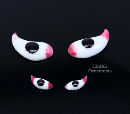 Handmade 925 sterling silver plated copper goddess eyes for statues and sculptures, ideal for idol deities and sculpture details.