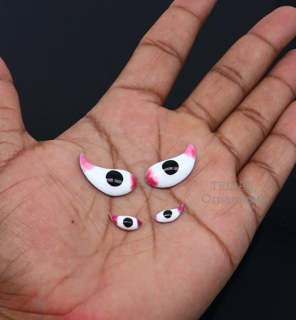 Handmade copper goddess eyes with 925 sterling silver plating for statues, ideal for idol sculptures and deity sculptures.