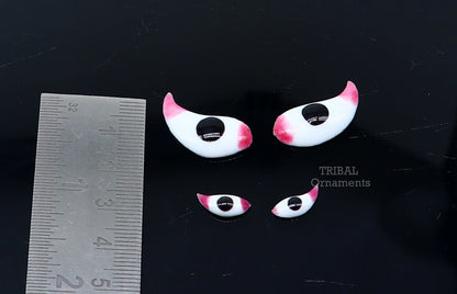 Handmade copper goddess eyes with 925 sterling silver plating for statues and sculptures, ideal for idol and deity sculptures.