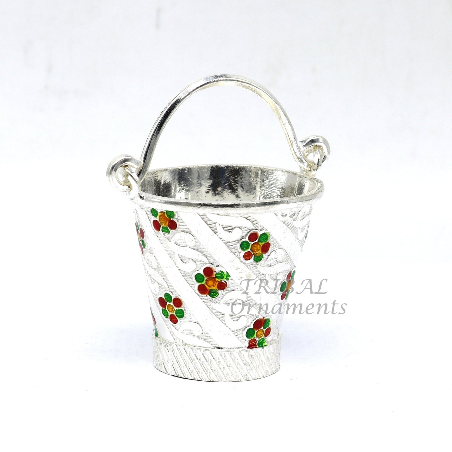 925 sterling silver new trendy Holi special Laddu Gopala colorful water Pichkari and Bucket best gift to Lord Krishna accessories su1010 - TRIBAL ORNAMENTS