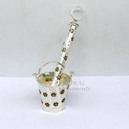 925 sterling silver new trendy Holi special Laddu Gopala colorful water Pichkari and Bucket best gift to Lord Krishna accessories su1010 - TRIBAL ORNAMENTS