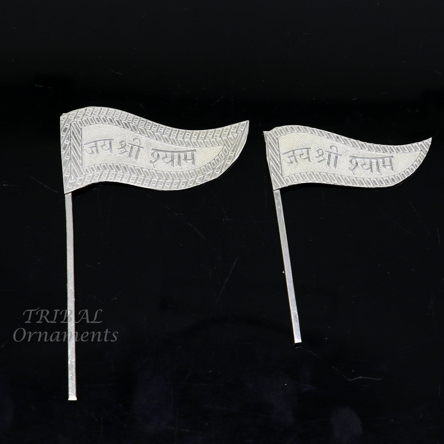 925 sterling silver handmade lork Khatu Shyam Dhwaja or flag, silver "jai shree shyam" flag best way for gifting to idols or kriahna su1016 - TRIBAL ORNAMENTS