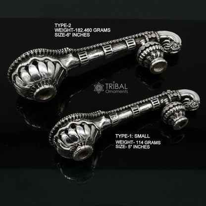 5"OR 6" Maa Saraswati Veena, 925 sterling silver musical instrument Veena for Goddess Sharda, best gifting puja article, Worshipping  art623 - TRIBAL ORNAMENTS