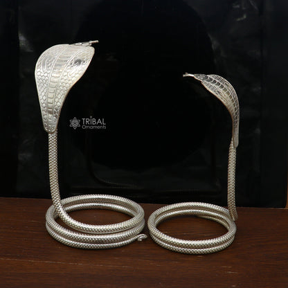 Shiva Snake 925 silver handmade Divine vintage style Small snake or shiva snake for puja or worshipping, solid Diwali puja article su1282 - TRIBAL ORNAMENTS