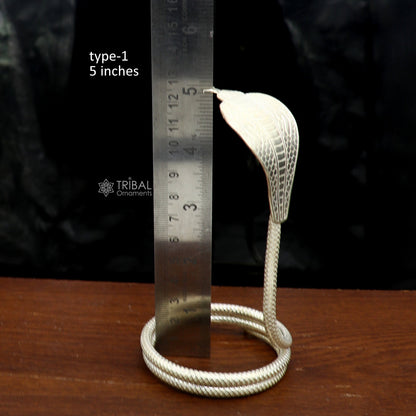 Shiva Snake 925 silver handmade Divine vintage style Small snake or shiva snake for puja or worshipping, solid Diwali puja article su1282 - TRIBAL ORNAMENTS