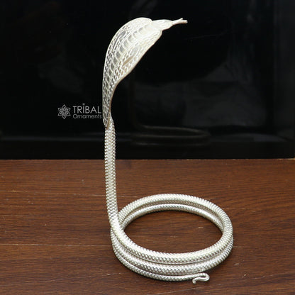 Shiva Snake 925 silver handmade Divine vintage style Small snake or shiva snake for puja or worshipping, solid Diwali puja article su1282 - TRIBAL ORNAMENTS