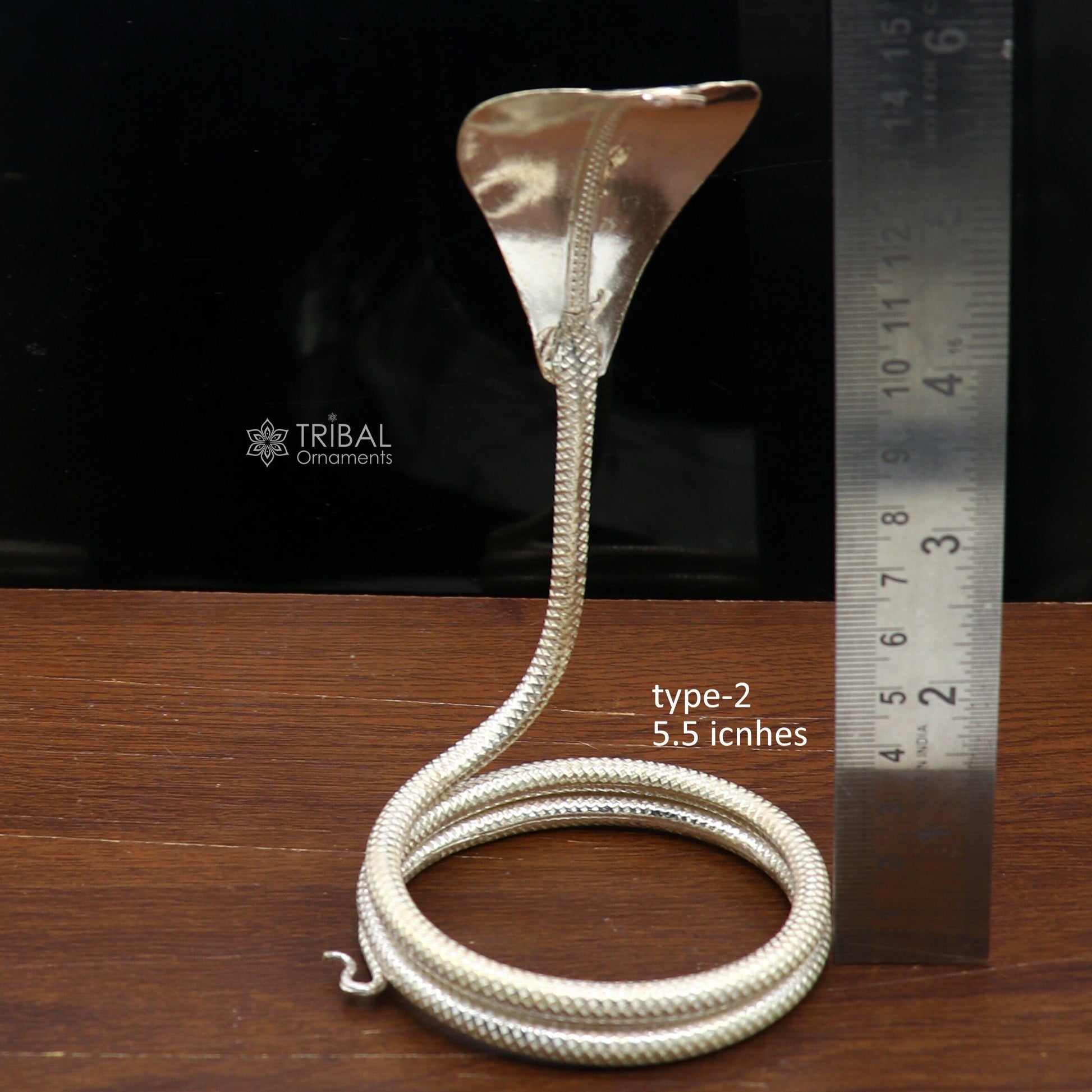 Shiva Snake 925 silver handmade Divine vintage style Small snake or shiva snake for puja or worshipping, solid Diwali puja article su1282 - TRIBAL ORNAMENTS