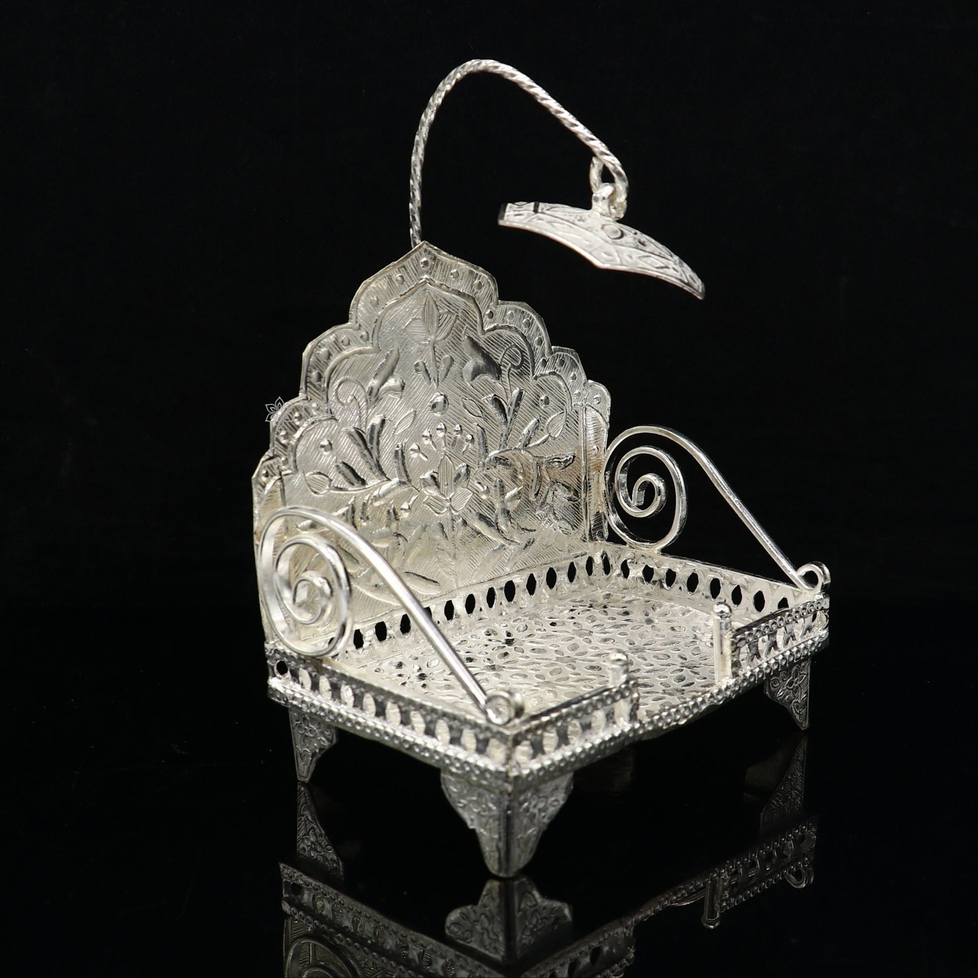 925 pure sterling silver sinhasan, God throne, god statue's stand chair singhasan, temple art puja asan chouki article art762 - TRIBAL ORNAMENTS