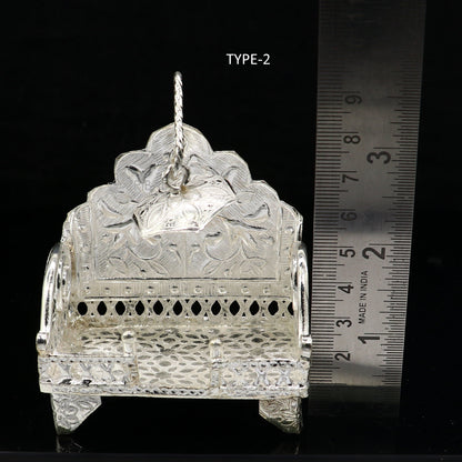 925 pure sterling silver sinhasan, God throne, god statue's stand chair singhasan, temple art puja asan chouki article art762 - TRIBAL ORNAMENTS