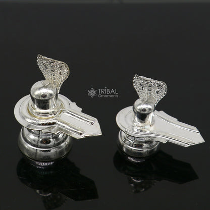 Small handmade 925 sterling silver Lord Shiva lingam, puja accessories for home temple, crafted by Tribal Ornaments.