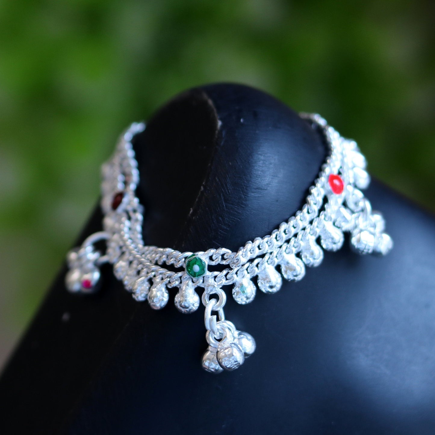 6.0" sterling silver handmade baby kids ankle bracelet noisy sound bells customized charm anklets jewelry belly dance gifting jewelry ank202 - TRIBAL ORNAMENTS