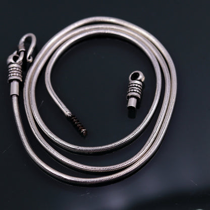 Sterling silver snake pendant chain, 16 to 30 inches, oxidized silver finish, trendy handmade jewelry by TRIBALORNAMENT.