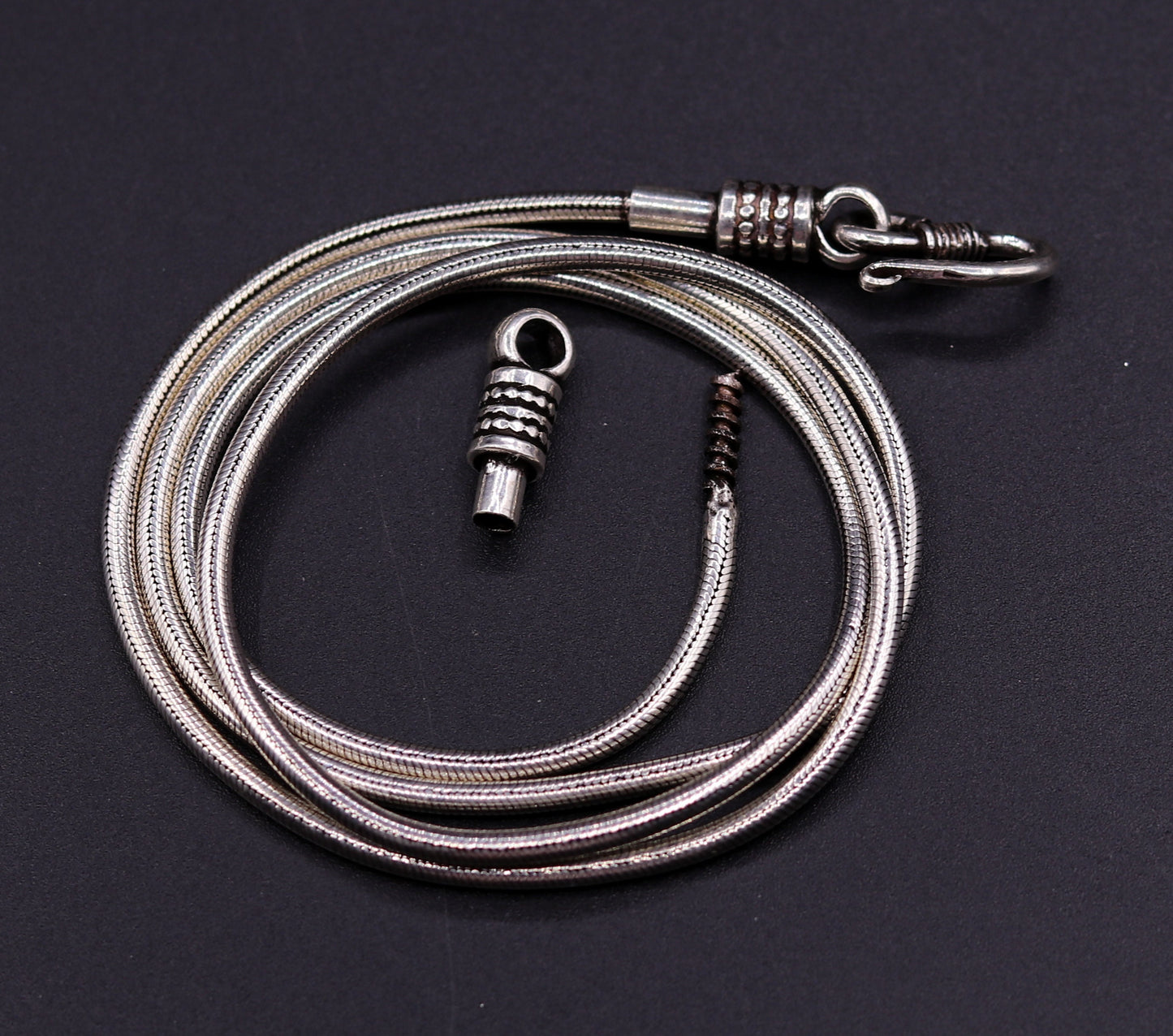 16" to 30" long screw chain 925 sterling silver handmade snake chain pendant chain, necklace chain, oxidized silver chain trendy style cch10 - TRIBAL ORNAMENTS