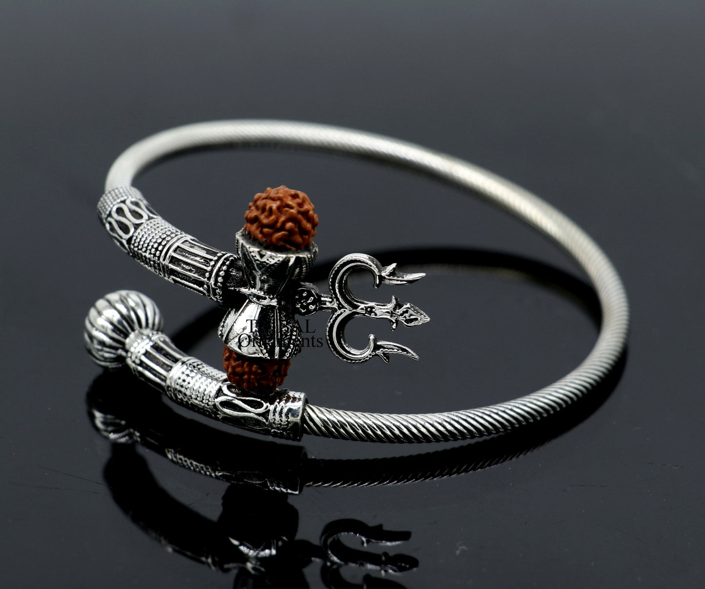 Lord Shiva trident vintage design 925 sterling silver customized lord shiva trident trishul bangle bracelet kada Rudraksha jewelry nsk354 - TRIBAL ORNAMENTS