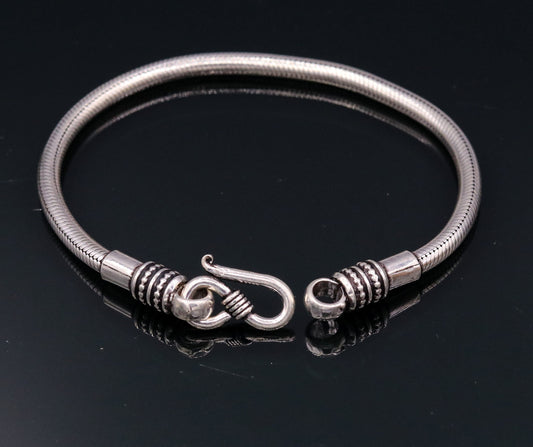 4mm sterling silver snake chain bracelet by TRIBALORNAMENT, flexible, handmade unisex jewelry with elegant design.