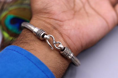 Custom 5mm sterling silver snake chain bracelet by TRIBALORNAMENT, unisex tribal jewelry with vintage style, 6-inch length.