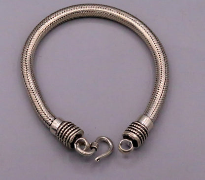 Unisex 6-inch 5mm sterling silver snake chain bracelet with tribal-inspired handmade design by TRIBALORNAMENT.