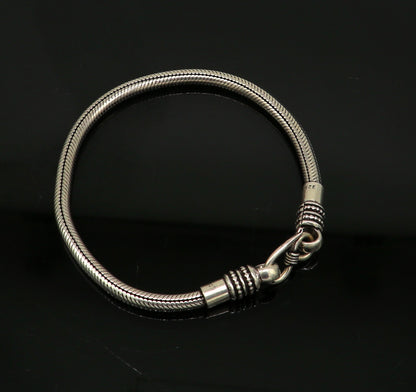 Sterling silver vintage snake chain bracelet, 6 to 8.5 inches, unisex jewelry from Rajasthan India, customized designer style.