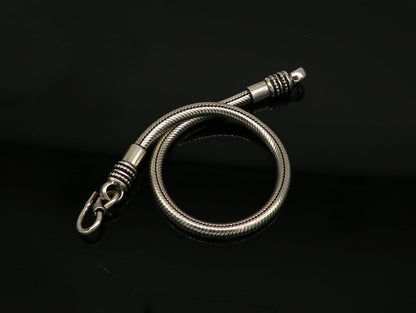 Sterling silver vintage snake chain bracelet from Rajasthan, India, 6-8.5 inches long, 4mm width, unisex jewelry by Tribalornament.