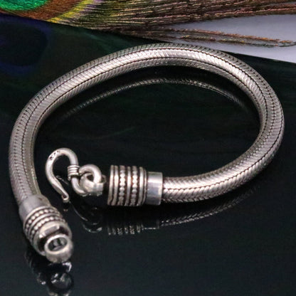 Unisex 5.5mm 925 sterling silver snake chain bracelet with personalized customization, handmade tribalornament jewelry.