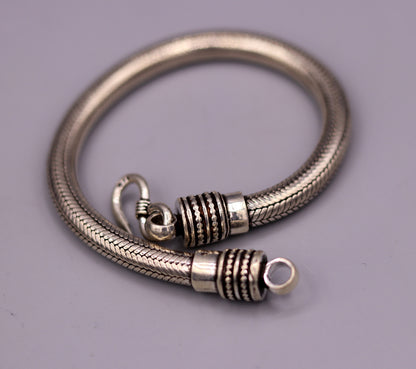 Unisex 5.5mm sterling silver snake chain bracelet from TRIBALORNAMENT, handmade vintage-style customizable jewelry.