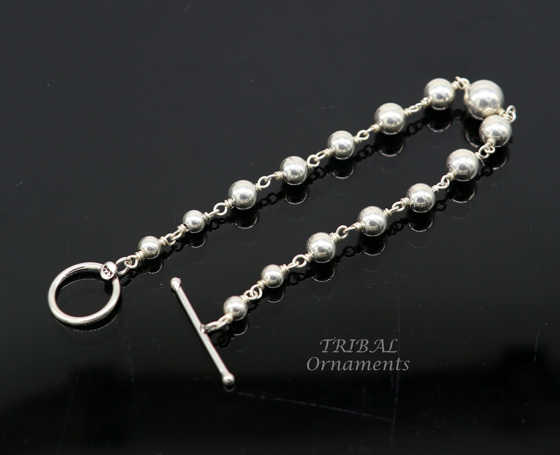 925 sterling silver beaded customized bracelet, best gifting stylish beaded bracelet, unisex personalized belly dance jewelry  sbr412 - TRIBAL ORNAMENTS