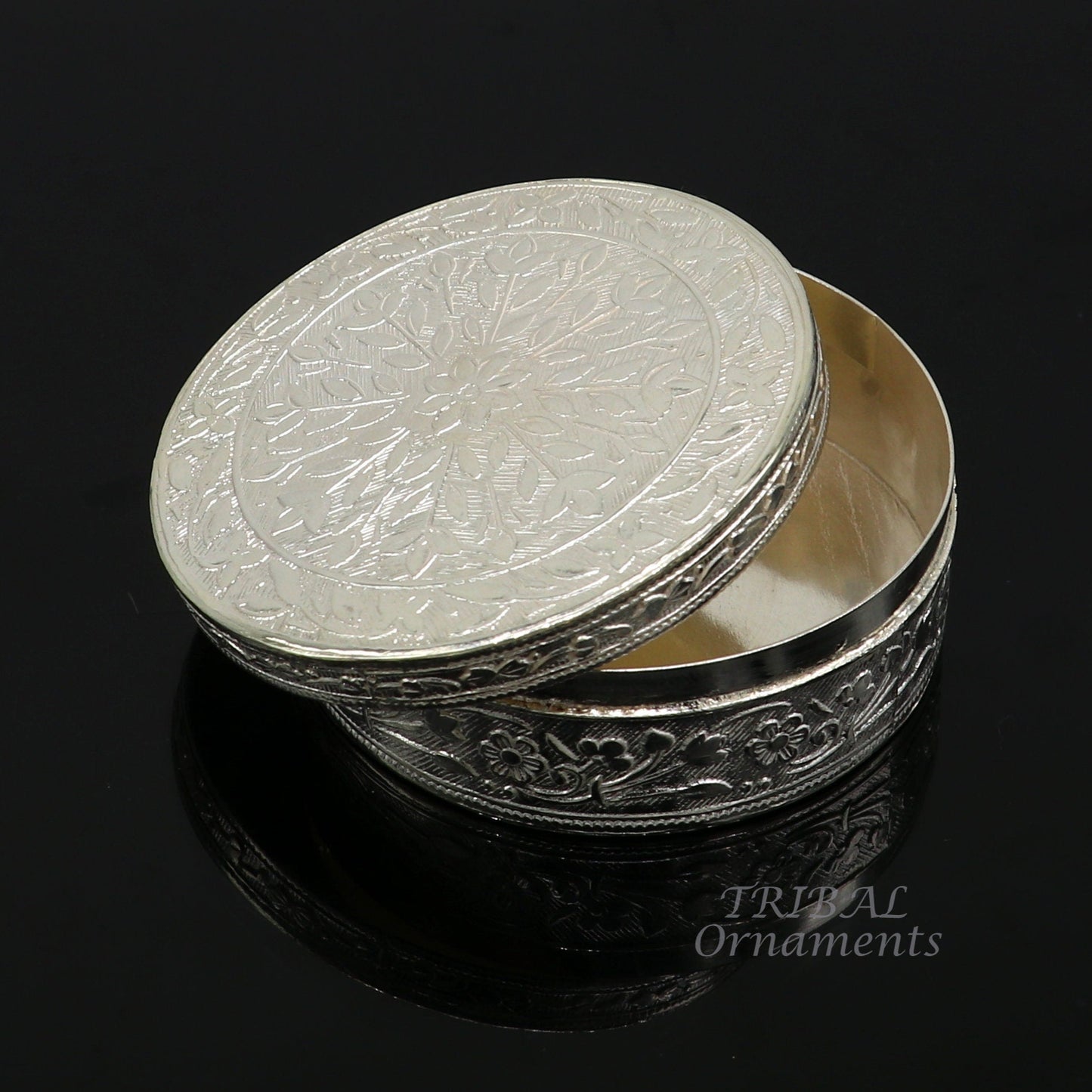 2.5" Vintage antique design 925 silver handmade trinket box, brides powder box or dry fruit box for royal luxury gifting ideas stb406 - TRIBAL ORNAMENTS