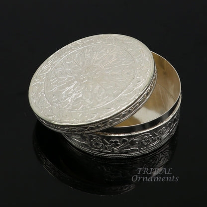 2.5" Vintage antique design 925 silver handmade trinket box, brides powder box or dry fruit box for royal luxury gifting ideas stb406 - TRIBAL ORNAMENTS