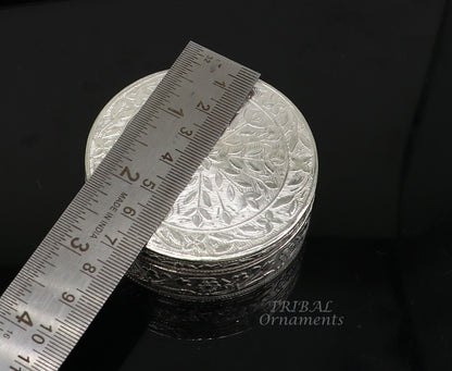 2.5" Vintage antique design 925 silver handmade trinket box, brides powder box or dry fruit box for royal luxury gifting ideas stb406 - TRIBAL ORNAMENTS