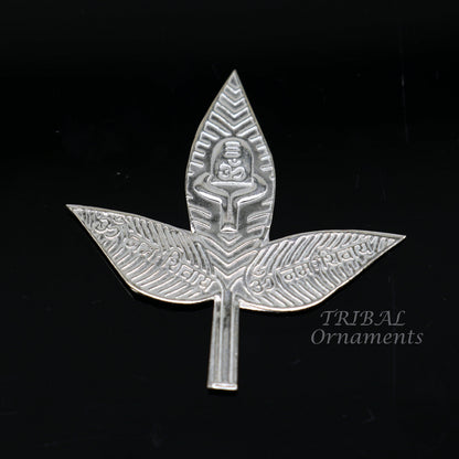 4.5cm Lord Shiva bel Patra Solid silver handmade solid belva patra, shiva worshipping/ puja article, bel tree leaves for puja su965 - TRIBAL ORNAMENTS