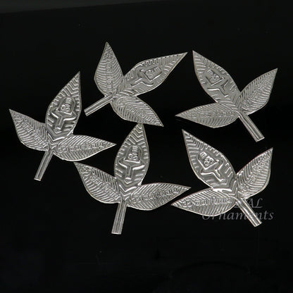 4.5cm Lord Shiva bel Patra Solid silver handmade solid belva patra, shiva worshipping/ puja article, bel tree leaves for puja su965 - TRIBAL ORNAMENTS