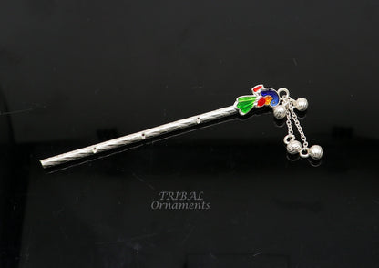 Sterling silver Baby Krishna idol with small flute, handmade jewelry by TRIBALORNAMENT, perfect for puja and spiritual decor.