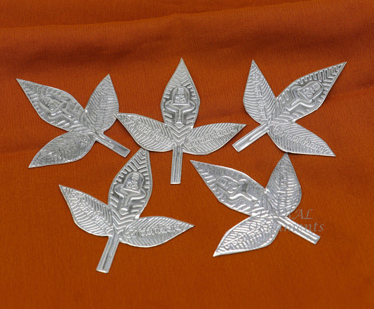 5.5cm Lord Shiva bel Patra Solid silver handmade solid belva patra, shiva worshipping/ puja article, bel tree leaves for puja su964 - TRIBAL ORNAMENTS