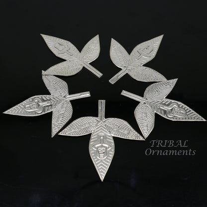 5.5cm Lord Shiva bel Patra Solid silver handmade solid belva patra, shiva worshipping/ puja article, bel tree leaves for puja su964 - TRIBAL ORNAMENTS