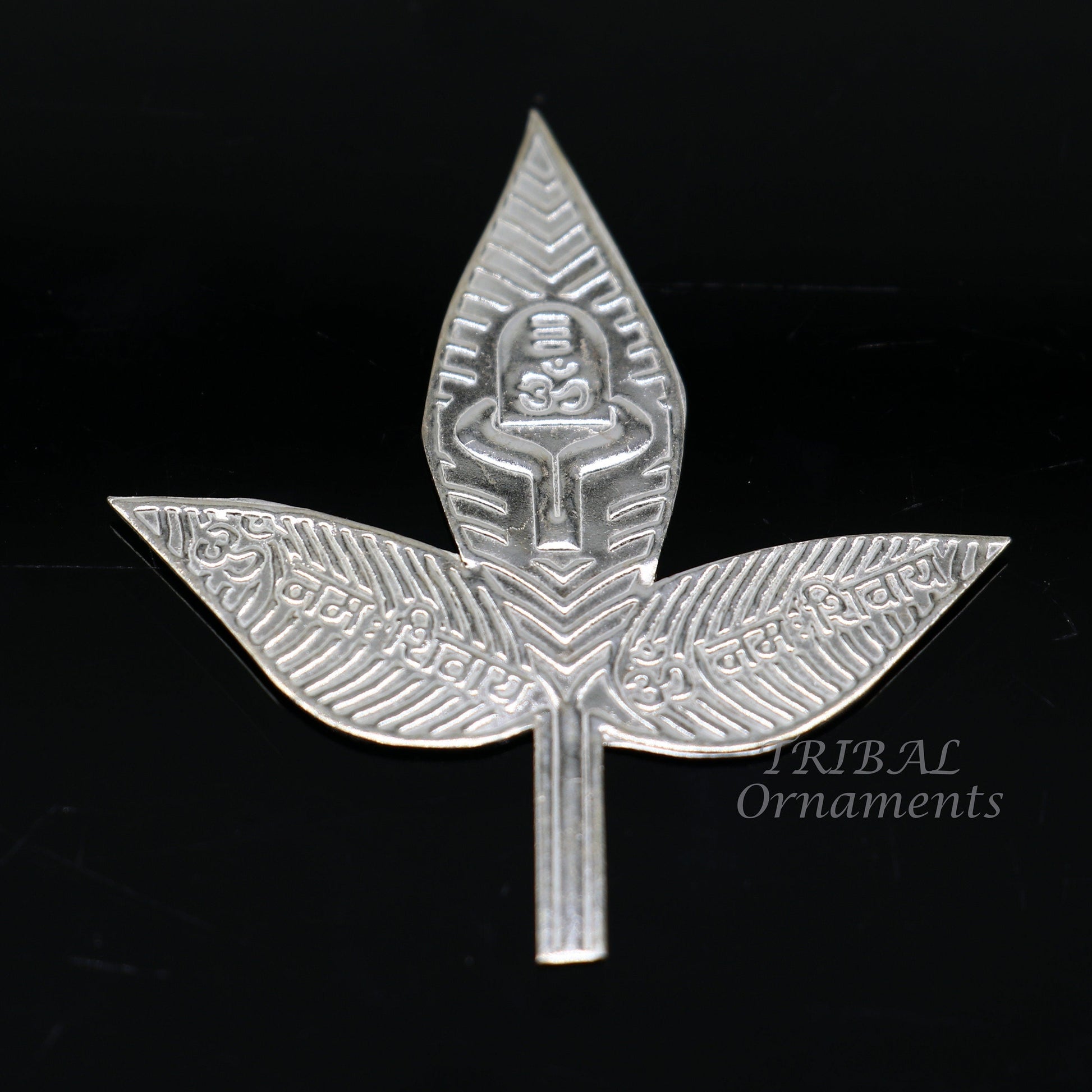 5.5cm Lord Shiva bel Patra Solid silver handmade solid belva patra, shiva worshipping/ puja article, bel tree leaves for puja su964 - TRIBAL ORNAMENTS