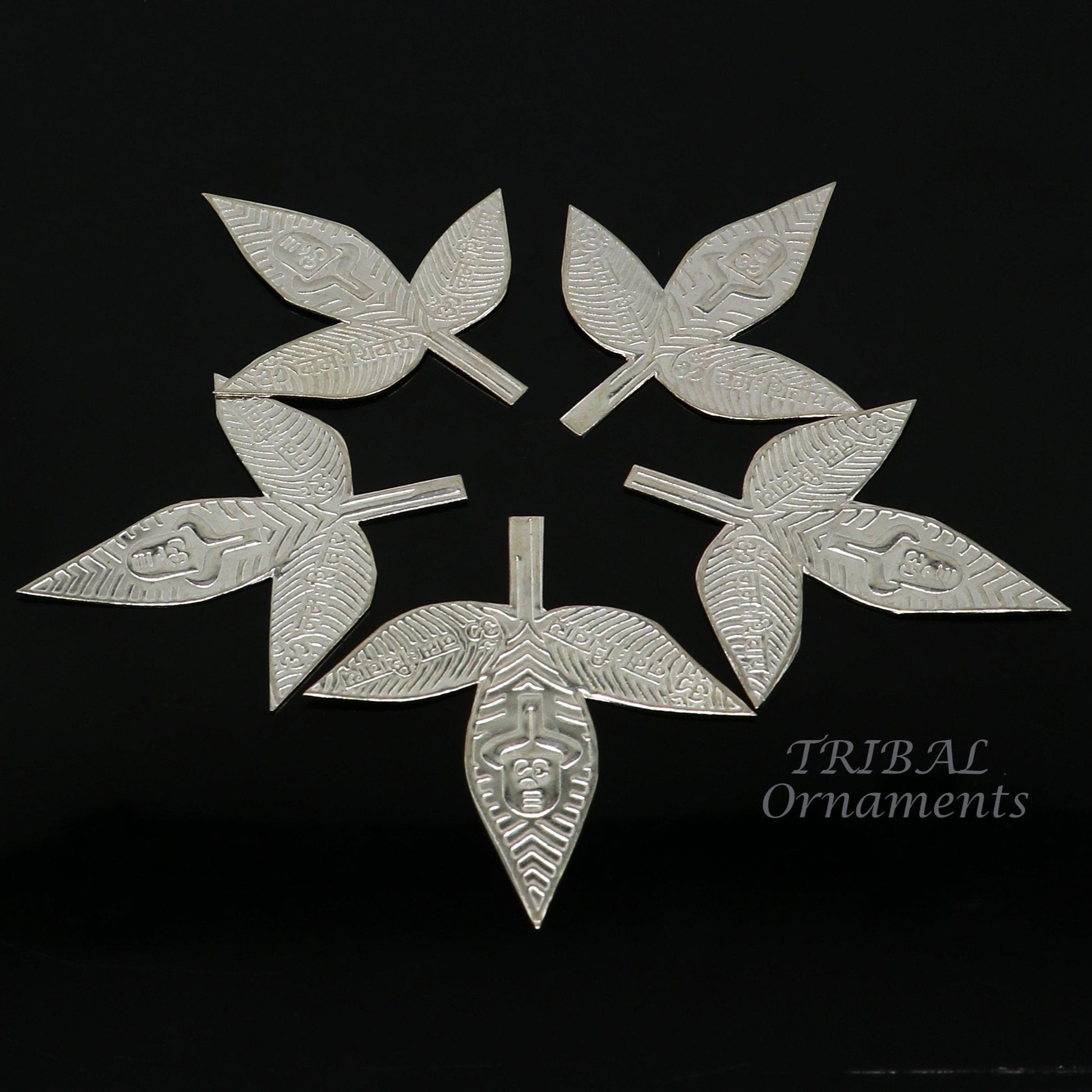 5.5cm Lord Shiva bel Patra Solid silver handmade solid belva patra, shiva worshipping/ puja article, bel tree leaves for puja su964 - TRIBAL ORNAMENTS