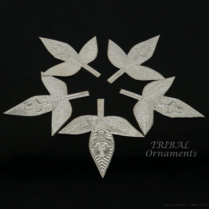 5.5cm Lord Shiva bel Patra Solid silver handmade solid belva patra, shiva worshipping/ puja article, bel tree leaves for puja su964 - TRIBAL ORNAMENTS