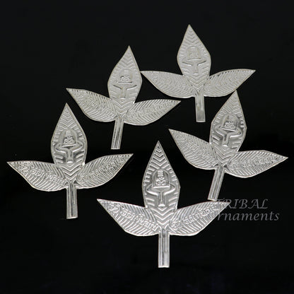 5.5cm Lord Shiva bel Patra Solid silver handmade solid belva patra, shiva worshipping/ puja article, bel tree leaves for puja su964 - TRIBAL ORNAMENTS