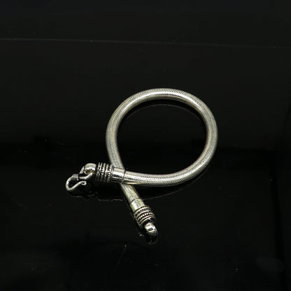 Sterling silver 9-inch handmade snake chain bracelet by TRIBALORNAMENT, stylish and customized jewelry for gifting and trendy accessories.