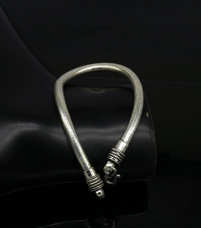 Sterling silver 9-inch handmade snake chain bracelet with 5mm width, stylish and customized jewelry by TRIBALORNAMENT.