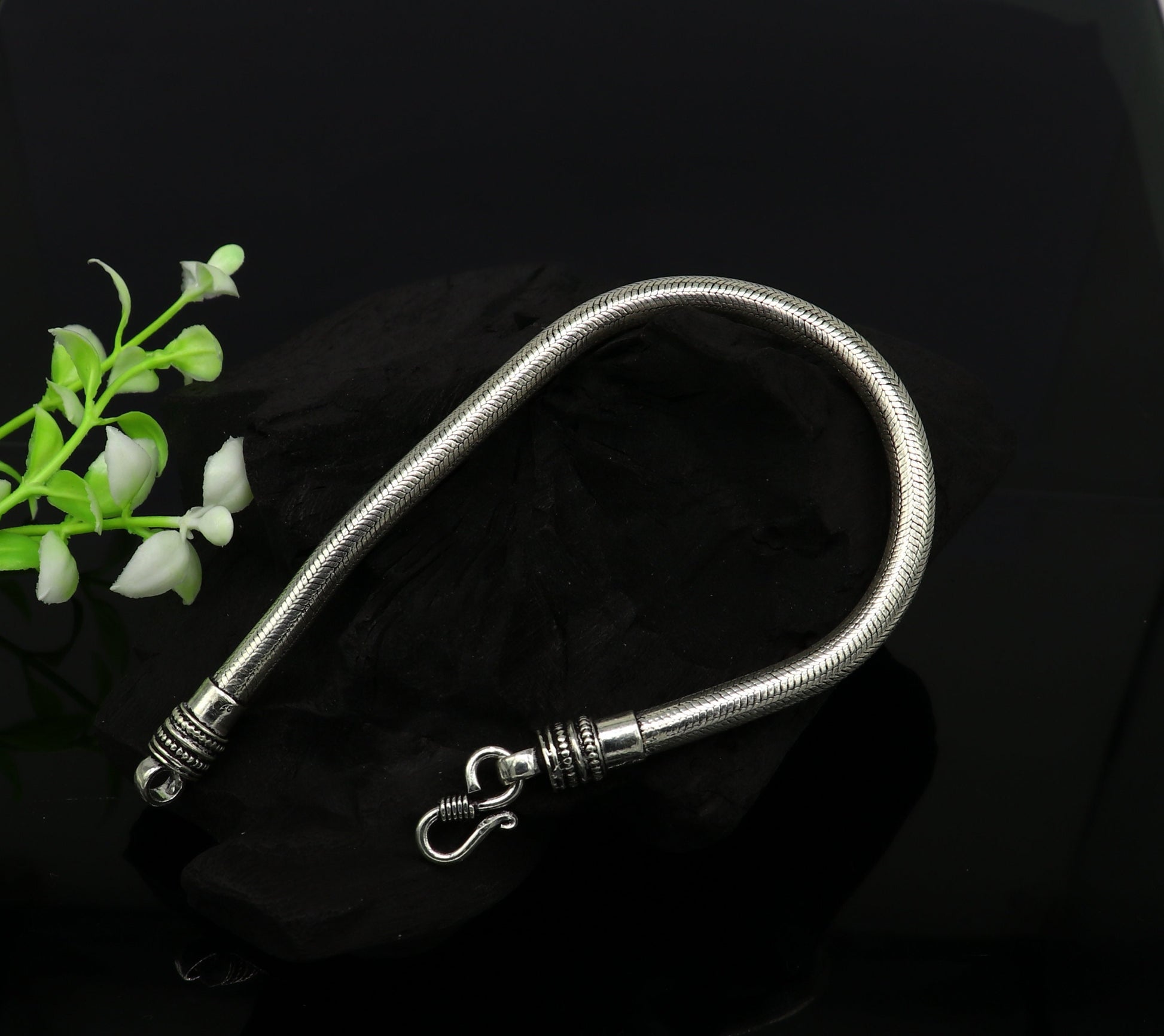 5mm 925 sterling silver best gifting 9" long handmade snake chain bracelet, new stylish fancy customized trendy bracelet jewelry nsbr217 - TRIBAL ORNAMENTS