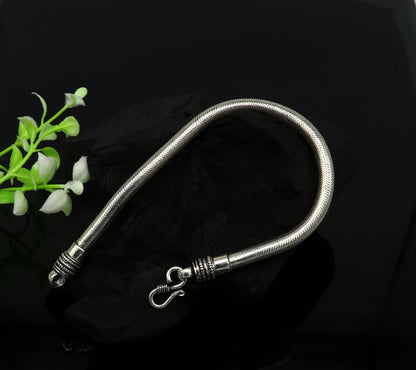 Sterling silver 9-inch handmade snake chain bracelet by TRIBALORNAMENT, stylish and customized jewelry for gifting.