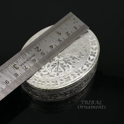 925 silver handmade oval shape trinket box brides jewelry box or dry fruit box candy box luxury gifting ideas or unique collection stb409 - TRIBAL ORNAMENTS