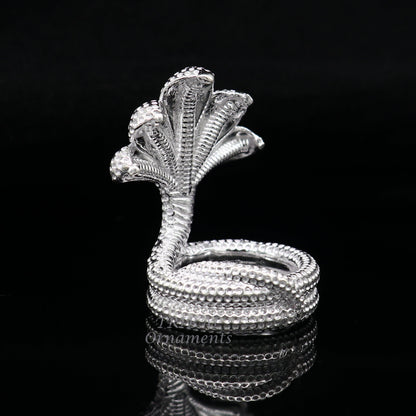 925 Solid silver handmade Divine Sheshnag holy Small snake or shiva snake for puja or worshipping, solid Diwali puja article art564 - TRIBAL ORNAMENTS