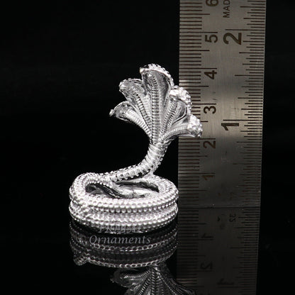 925 Solid silver handmade Divine Sheshnag holy Small snake or shiva snake for puja or worshipping, solid Diwali puja article art564 - TRIBAL ORNAMENTS