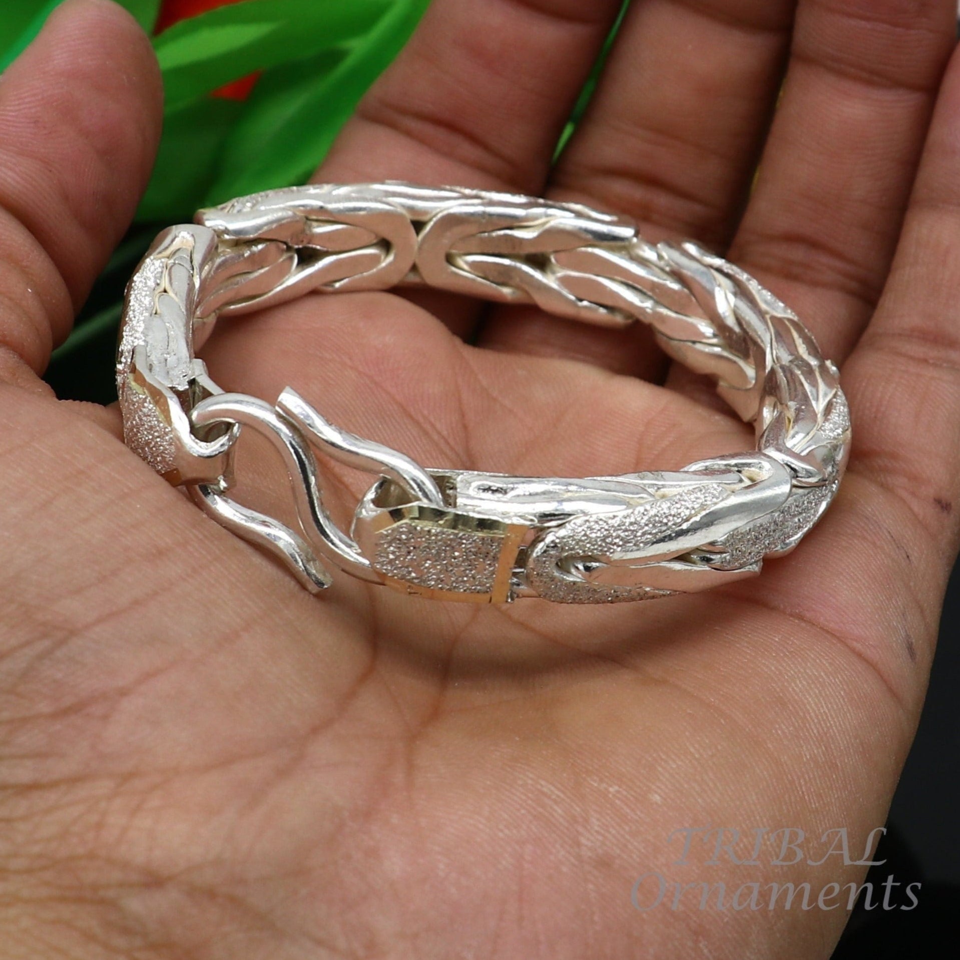 925 Solid Sterling silver handmade vintage style bangle bracelet kada tribal jewelry best for men's gifting silver articles nsk553 - TRIBAL ORNAMENTS
