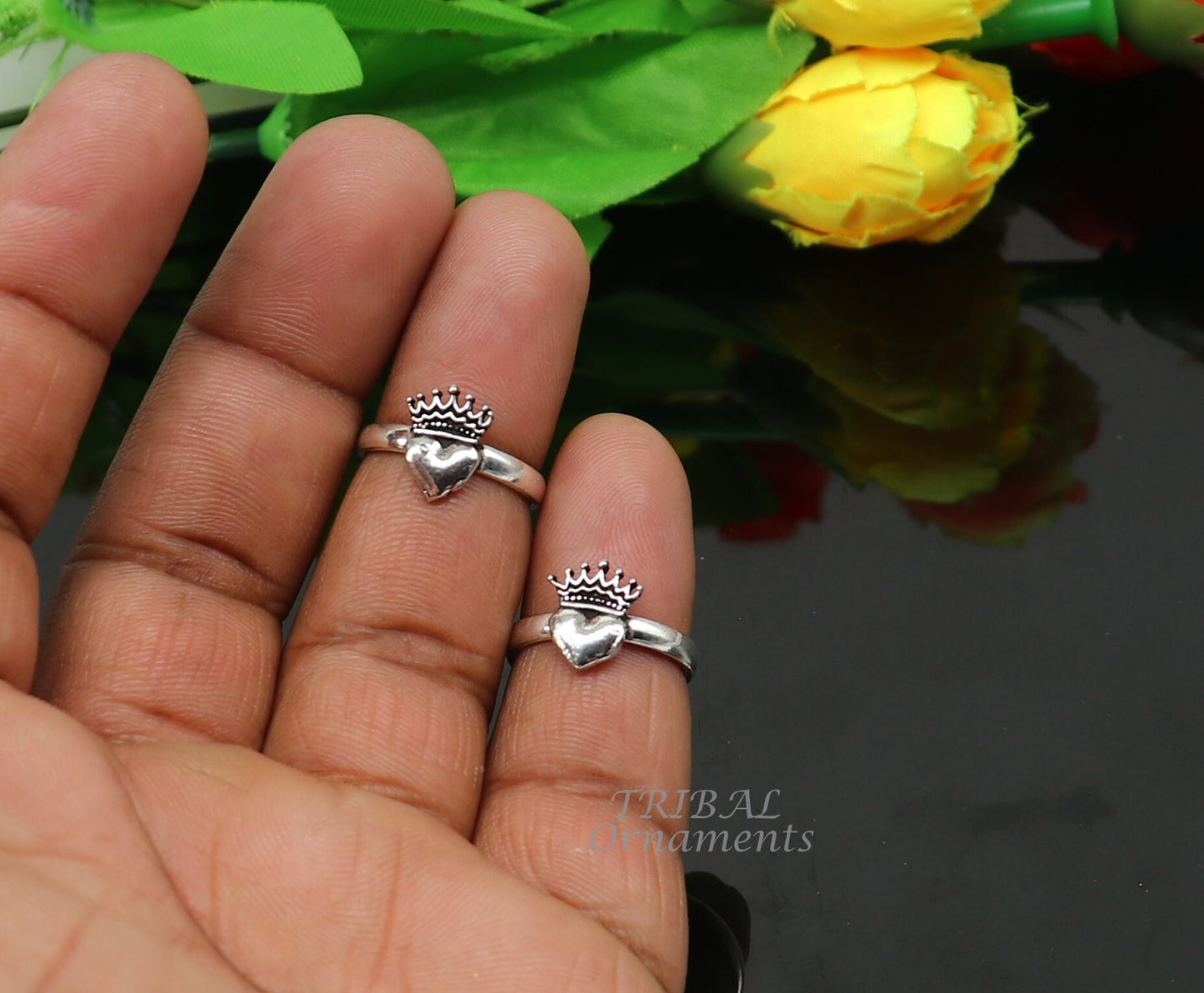 925 sterling silver handmade fabulous heart design toe ring band tribal belly dance vintage style ethnic tribal brides jewelry ytr65 - TRIBAL ORNAMENTS